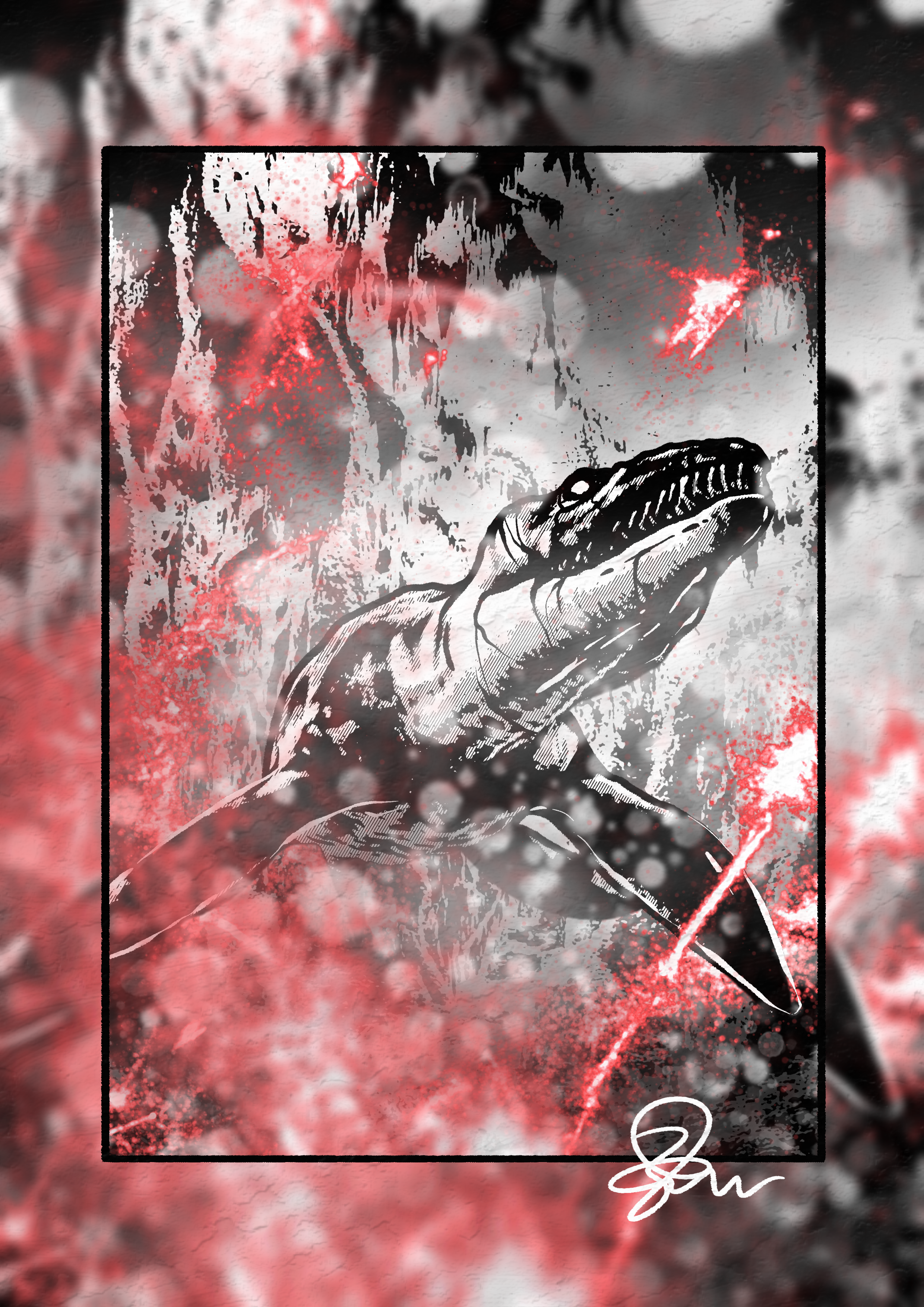 WWD Liopleurodon - Paleohorror art print by Ambrite Art