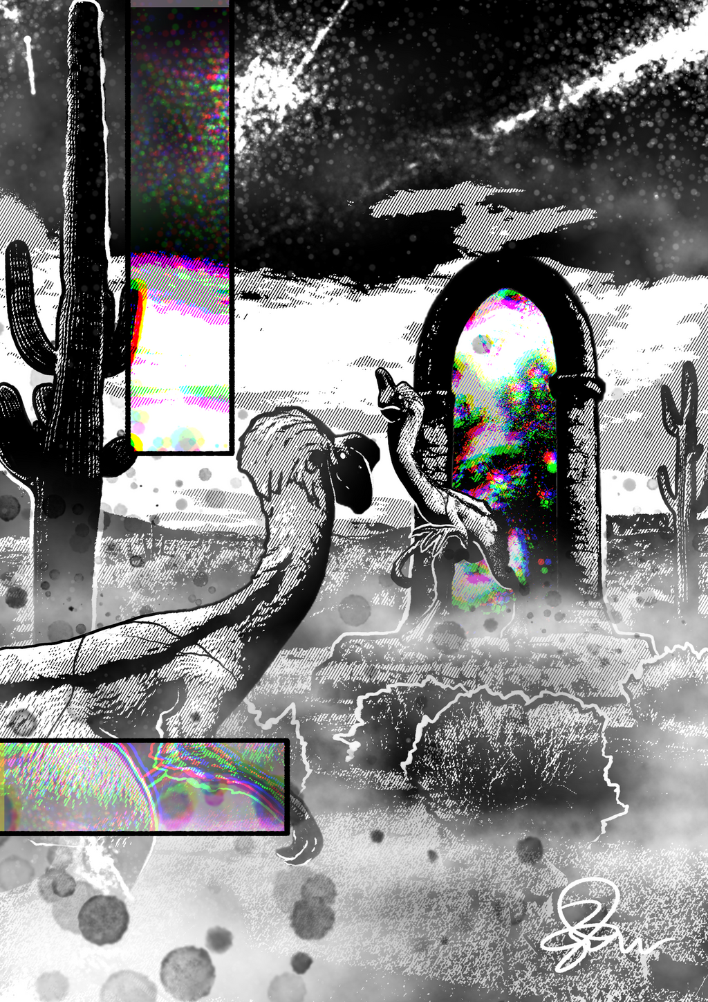 The Portal Glitch - Paleohorror art print by Ambrite Art