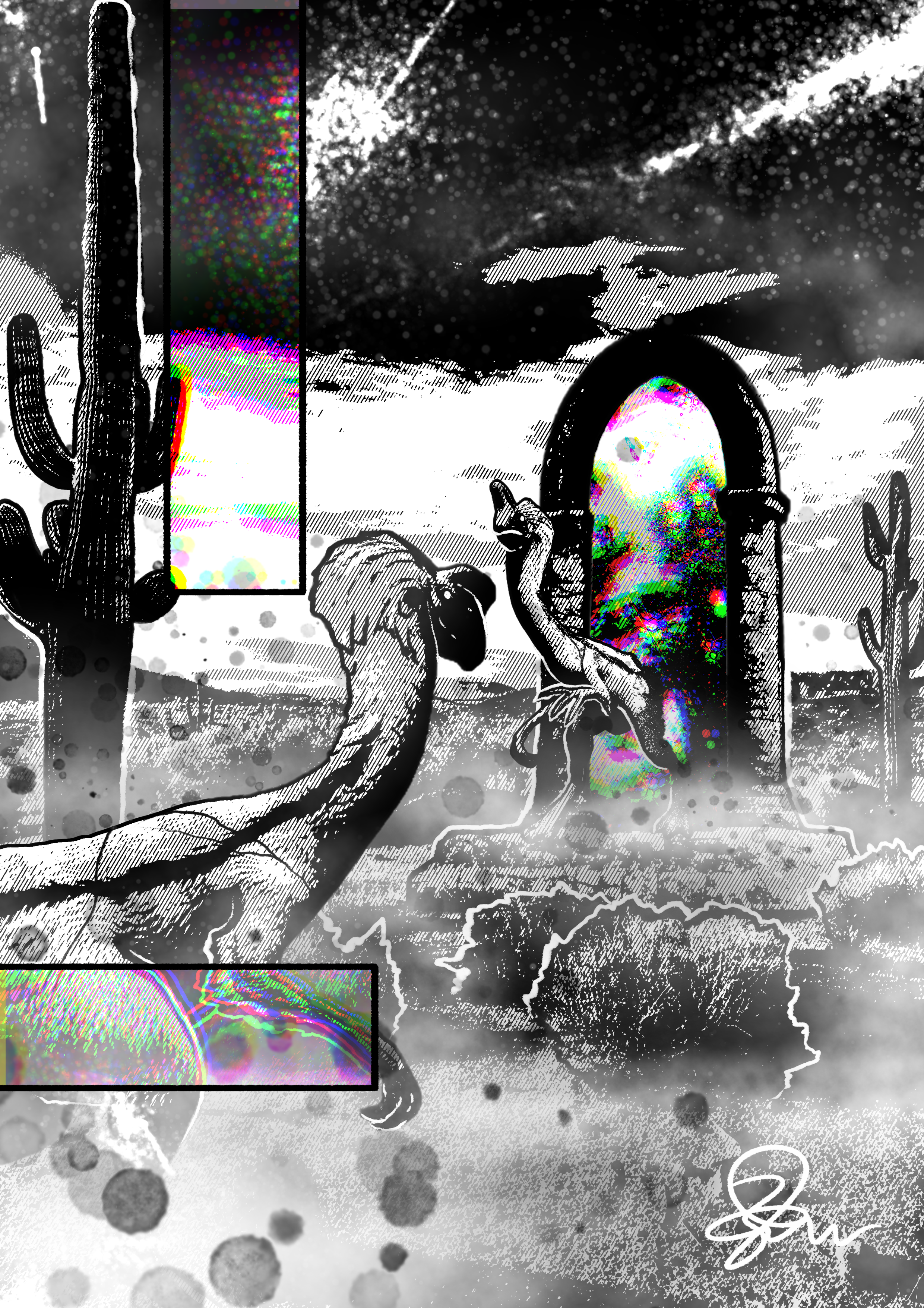 The Portal Glitch - Paleohorror art print by Ambrite Art