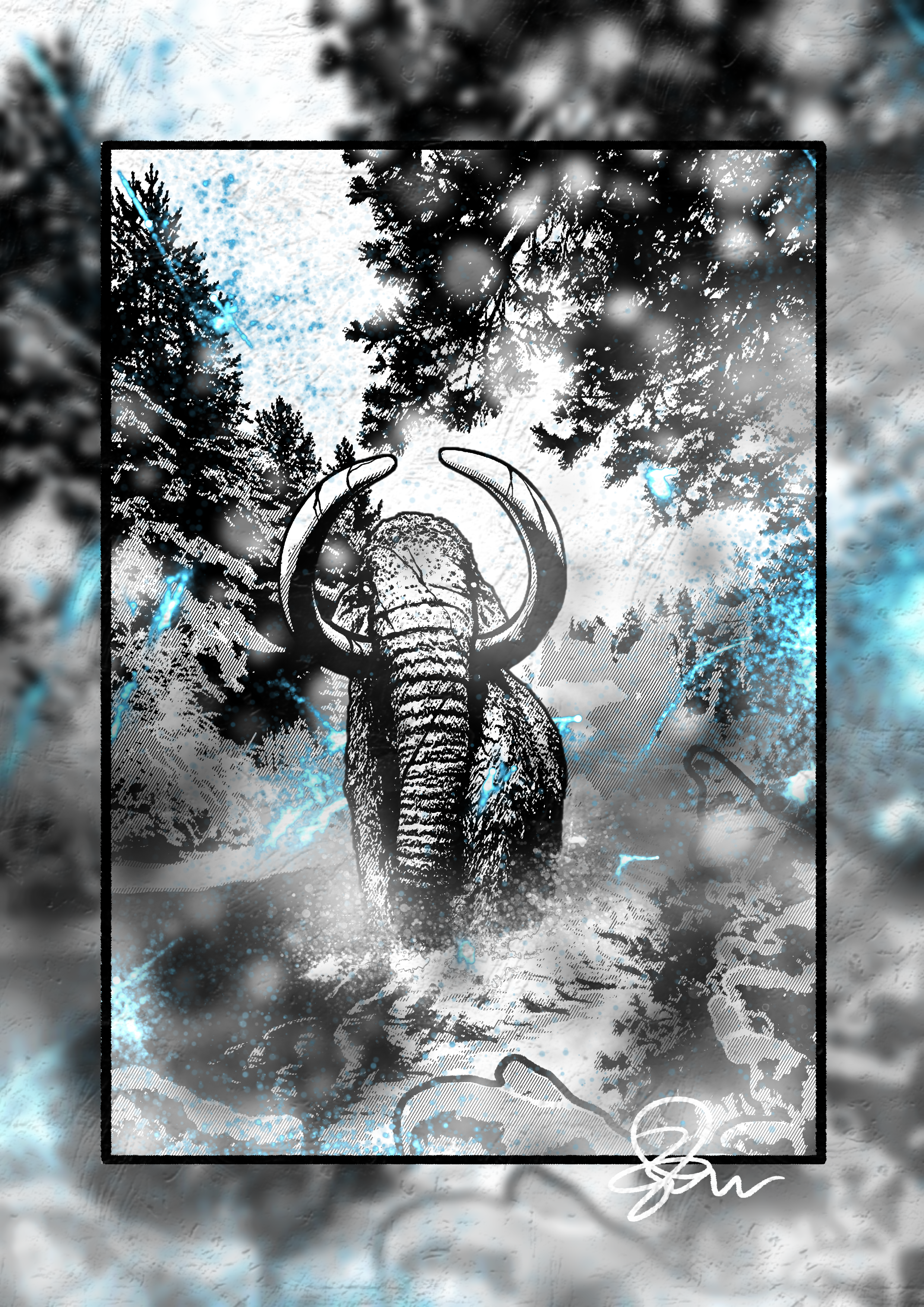 Mammoth - Paleohorror art print by Ambrite Art