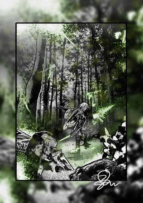 Dilophosaurus - Paleohorror art print by Ambrite Art