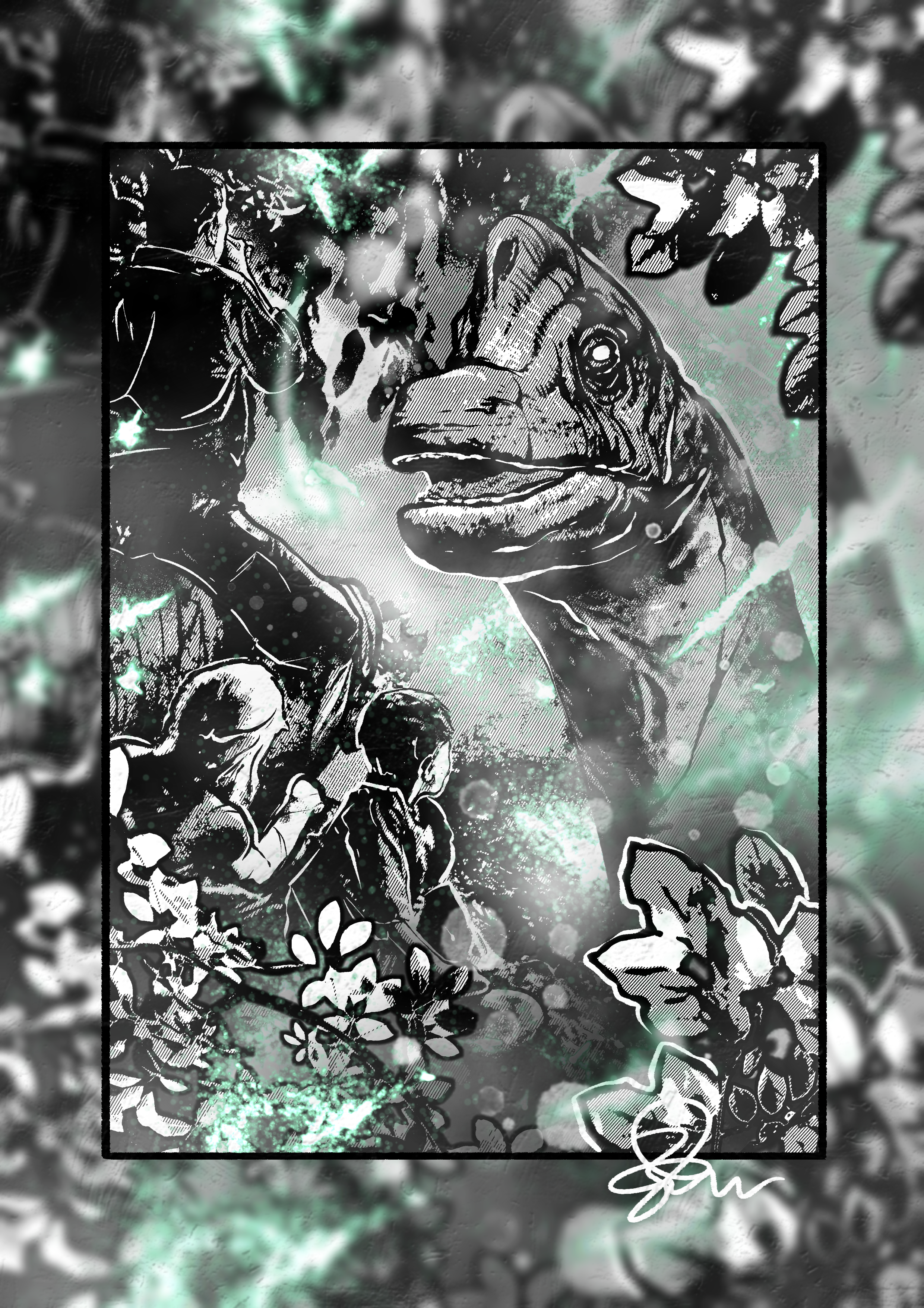 God Bless You! - Paleohorror art print by Ambrite Art