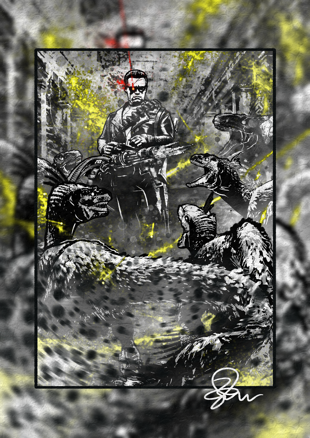 I'll Be Back - Paleohorror art print by Ambrite Art