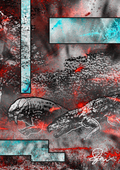 WWD Postosuchus and Placerias - Paleohorror art print by Ambrite Art