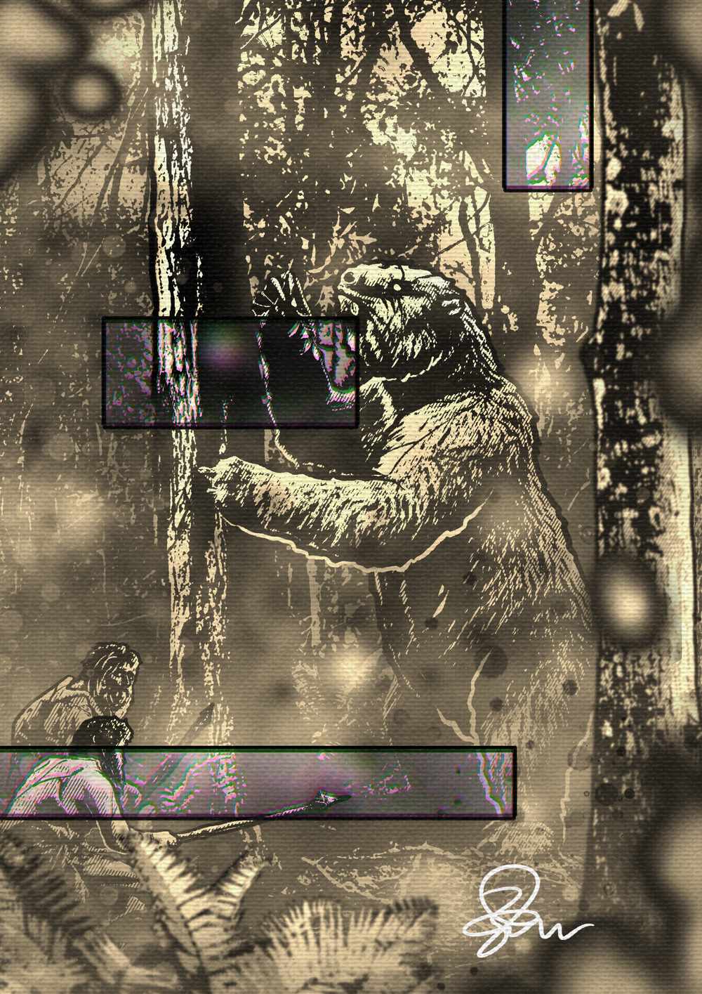 Megatherium - Paleohorror art print by Ambrite Art