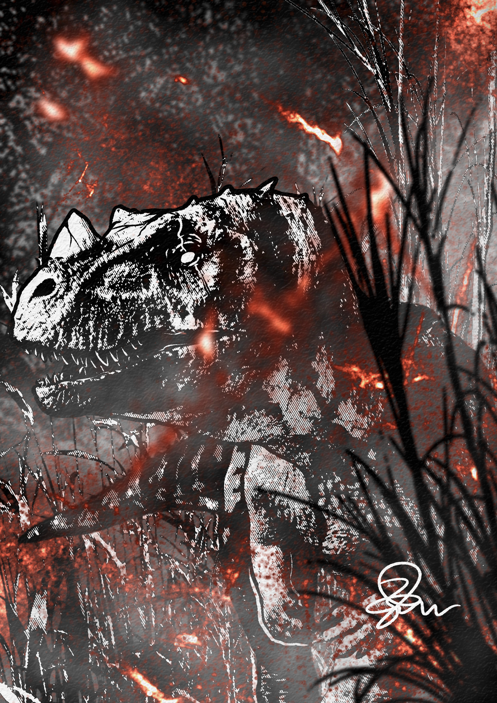 Ceratosaurus - Paleohorror art print by Ambrite Art
