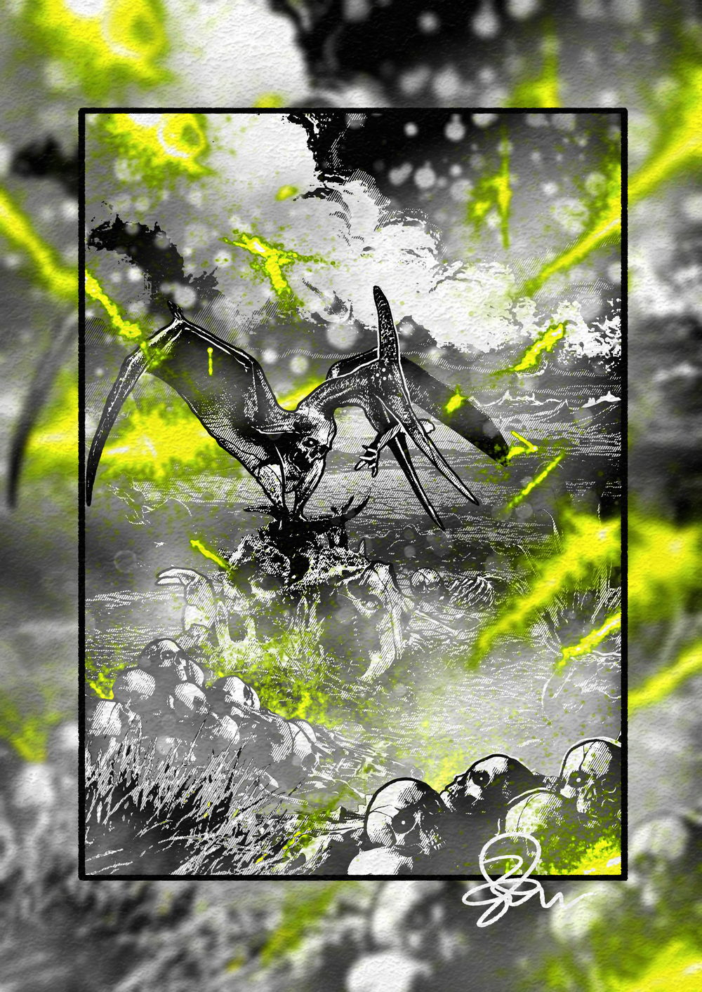 Death Nest - Paleohorror art print by Ambrite Art