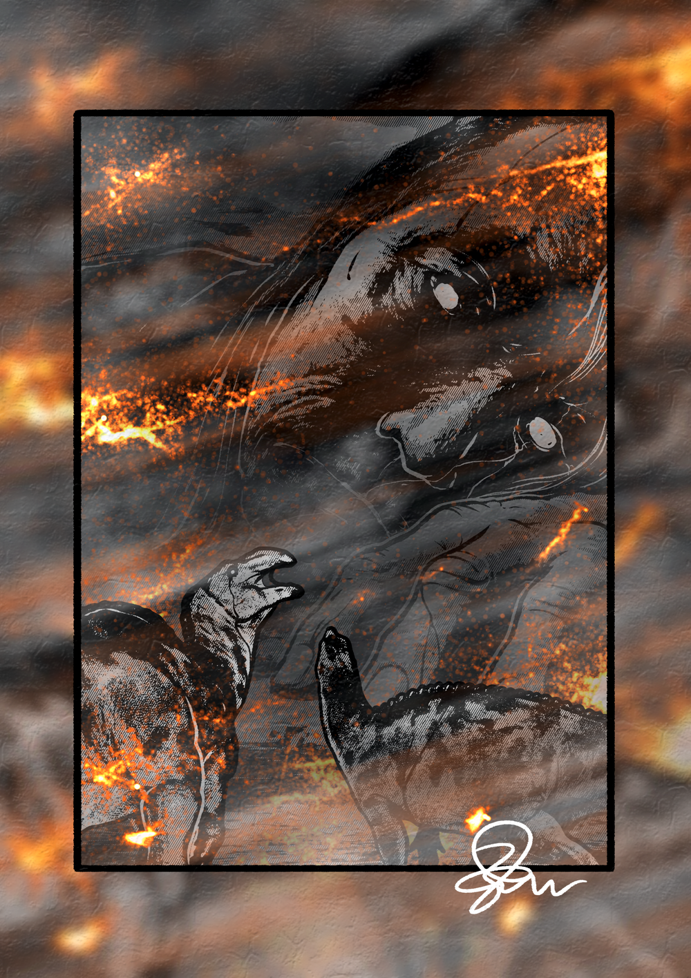 A Giant's Slumber - Paleohorror art print by Ambrite Art