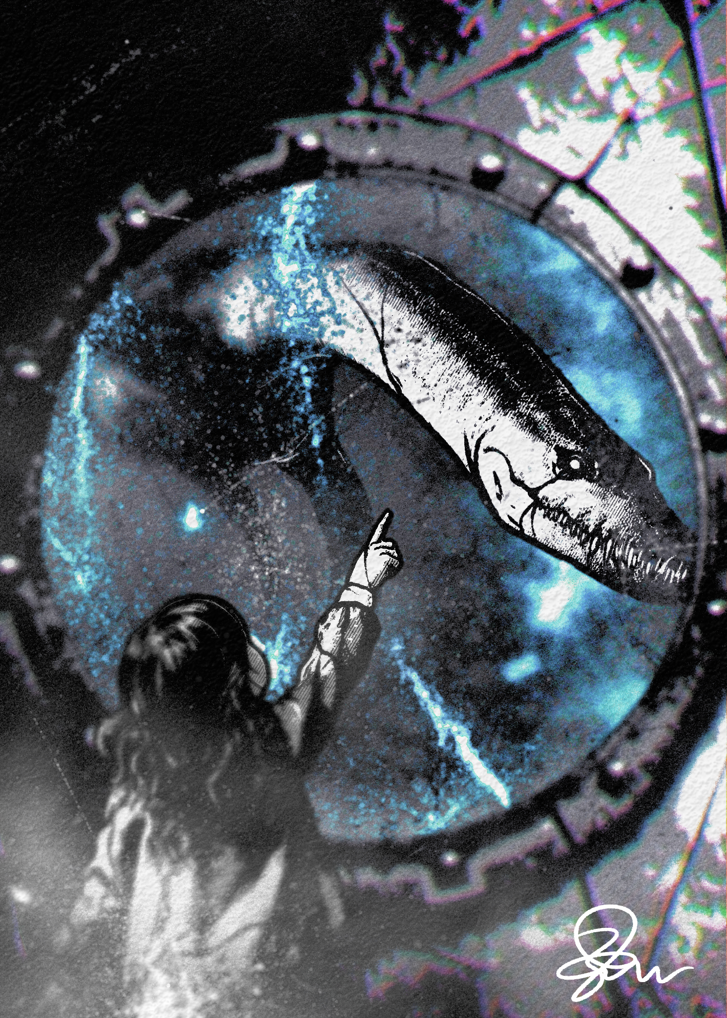 Submerged - Paleohorror art print by Ambrite Art